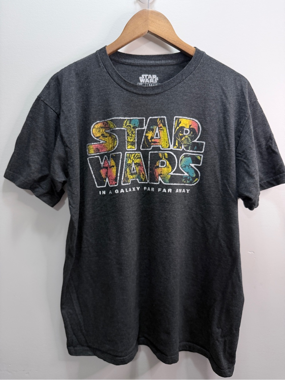Star Wars Graphic Tee - Charcoal with Multicolor Logo Size XL